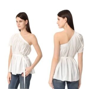 Helmut Lang White One Shoulder Top
